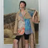 GetSpring Women Trench Coat Asymmetry Hem Long Print Coat Long Sleeve Single Breasted Women Windbreaker Woman Tops Autumn Winter 210812