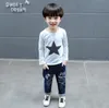 Sonbahar Bebek Giysileri Pamuk Uzun Kollu Katı Başlangıç ​​Ceket Üst Kot Pantolon Çocuk Giysileri 3 PCS Set Denim Takip Boy Boy Giyim Seti