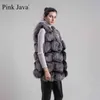 Java rosa 80 mulheres casaco de inverno colete de pele natural gilet de pele de moda gilet casaco de pele jaqueta 211110