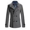 Herren Trenchcoats Mode Männer Solide Slim Mantel England Stil Mittellange Jacke Mantel Zweireiher Peacoat Britische Viol22