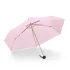 Girls Small and Light Rain Umbrella New 6 Bone Solid Color Ultra-light Women Men Three Fold Umbrellas Paraguas