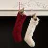 Weihnachtsdekorationen 2021 Festliche Strick bestickter Weihnachtsstrumpf Luxus Sack Santa Candy Geschenk Tasche Halter