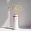 Vase à fleurs minimaliste moderne en céramique blanche mate avec corde de chanvre pour pièce maîtresse séchée artisanat décoration de table à la maison 211215