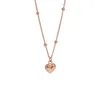 925 Sterling Sier Beads Chain Elegant Rose Gold Platinum Love Heart Pendant Necklace For Women Gift Jewelry