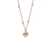 925 Sterling Sier Kralen Ketting Elegante Rose Gold Platinum Love Heart Hanger Ketting voor Dames Geschenk Sieraden