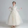 Szampańska Koronkowa Sukienka Kwiat Girl Sukienki Vestidos Dziecko Niemowlę Dzieci Formalne Nosić