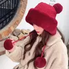 Bonnet / Crâne Caps Doux Mignon Casual Chaud Chapeau De Laine Seau En Peluche Balle Tricoté Avec Pom-Pom Bonnet Respirant Pour Femmes Dames