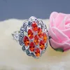 Bröllopsringar Hermosa Jewelry Princess Shiny Red Quartz Garnet Silver Color Engagement 6.5# HR014