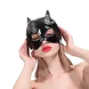 Seksi Deri Kedi Kafa Maskesi, Fetiş Kedi Hood Yarım Yüz Maskesi BDSM PET Rol Oynamak Partisi Maskesi Köle Kafa Kölelik Seks Oyuncakları Kadınlar Için Q0818