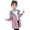 Girls Windbreaker Jacket Fashion Letter Design Children Casual Long Coat For Girl 4 6 8 10 12 14 Years Kids Clothes LM089 211204