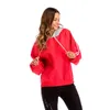pull femme automne et hiver glay colorblock à capuche ample chemise à manches longues ROUGE 201102
