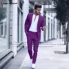 Men's Suits & Blazers 2022 Latest Red Wedding Groom Set Formal Purple Groomsmen Men Tuxedos Fashion Slim Outfit Blazer Pants 2Pcs Male Cloth