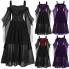 Casual Dresses Vintage Medieval Robe Cosplay Costume Womne Plus Size Cold Shoulder Butterfly Sleeve Lace Up Halloween Princess Dress#g3