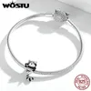 Wostu 925 Sterling Silver Little Raccoon Charm Animal Pendant Fit Original Armband DIY Halsband Hängsmycke Present Smycken CTC403 Q0531