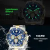 Polshorloges Megalith 8397 Fashion Men Watches topmerk goud blauw waterdichte kwarts roestvrijstalen multifunctionele horloge relogio masculino