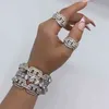 2021 Top Quality 5A Cubic Zirconia Iced Out Bling Baguette Engagement Full CZ Eternity Band Ring Fomen Women Icy Unique Jewelry2942