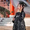ステージウェアタングソング古代中国のコスチュームハンフドレス女性エレガントな黒いパーティードレス