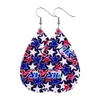 Women Faux Leather Teardrop Earrings American Flag Jewelry Fashion Trendy Decoration Flag Printed Ear Wear X0709 X0710