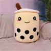 Cute Fruit Drink Plush Toy Stuffed Soft Pink Strawberry Milk Tea Plush Boba Tea Cup Toy Bubble Tea Pillow Cushion Kids Gift 24cm DHL Ship