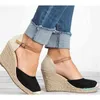 Sandálias Verão Mulheres Gladiador Sexy Sexy Salto Alto Wedges Espadrille Sapatos Senhoras Redonda Toe Plataforma Bombas Big Size Sandalias Mujer