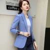 HIGH QUALITY Fashion Design Blazer Jacket Women's Green Black Blue Solid Tops For Office Lady Wear Size S-4XL 210930