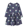 Stripes New Arrival Princess Flower Embroidery Girls Dresses Cotton Long Sleeve Fashion Children's Party Frocks Kids Dress Q0716