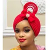 エスニック服ファッションボウアフリカの自動ゲレヘッドのヘッドチナイジェリアの結婚式のイスラム教徒のターバンキャップアラブインド帽子女性ラップヘッドTurbante Mujer
