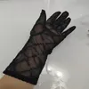 Fashion Black Tulle Gloves For Women Designer Ladies Letters Print Embroidered Lace Driving Five Fingers Gloves Fashion Thin Party Gloves 2 Size Star1922