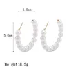 Boucles d'oreilles de cerceau de perle de perle blanc coréen pour femmes Round Faux Boules d'oreilles Boulaies Boho Wedding Bijoux