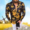 Plus Größe 3XL männer Casual vintage Langarm-shirt Herbst Hawaiian Shirts Gedruckt Muster Mann Kleidung Strickjacke Bluse