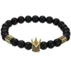 Trendy Zirkonia Crown Stränge Perlen Frauen Männer Paar Charm Armband Stein Perlen Armreifen geschenk mode Schmuck