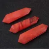 Brocado vermelho adicionar vermelho derretendo pedra ornamento hexagonal dupla coluna de cristal pontiaguda