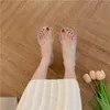 Terlik Kore Versiyonu Kristal Şeffaf Flip Flops Kadın Yaz Öğrencileri Banyo Sandalet Giyen Plaj Jöle Zapatos Para Mujer