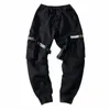 Preto Hip Hop Cargo Calças Homens Streetwear Moda Moda Costãs Sweatpants Casual Harem Calças Harajuku Roupas 210715