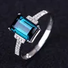 Cluster anneaux ULEX mode bleu géométrique zircon cubique pour les femmes or blanc couleur fête bijoux 2021 arrivées