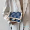 Sacs à bandoulière fourre-tout mode femmes Denim carré luxe designer sac à main et sacs à main été aisselle chaîne bandoulière classique plaid 18 * 11 * 6 cm