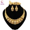 Set di gioielli color oro Dubai per donna Collana africana Orecchini Set di gioielli da sposa italiani Accessori da sposa