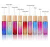 Essential Oil Butelka Party Favor Gradient Ramp Glass Roller Butelki Roll na butelce z drewna z ziarna ziarna ziarna ziarna czapki i koloru ze stali nierdzewnej Ombre 10ml Wmq1360