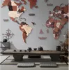 Real wood world map travel Decorative Objects Nordic living room background wall decoration paintings large three-dimensional irregular