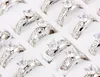 Fashion 30pcs rostfritt stål ringar band cz inlay grossist bulk massor män Wonen smycken gotiska gåva