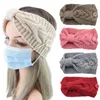 Frauen Woolen Stirnbänder Stricken Headwrap mit Knopf für Ohrenschutz Designer Maskenhalter Hairlace Haarschmuck D82701 512 Y2