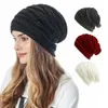 Designer Knitted Slouchy Beanies Hats Warm Thick Lining Lining Plain Winter Hats Snow Cap Gorro For Adults Man Woman Black Grey Red White Green Colors
