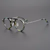 빈티지 라운드 티타늄 아세테이트 안경 프레임 남성 여성 레트로 서클 처방 안경 더블 빔 광학 안경
