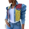 Boho Denim Jacket For Women Autumn Floral Appliques Embroidery Vintage Coat Tops Long Sleeve Outerwear Female Wholesale 210525