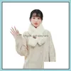 Foulards Wraps Chapeaux, Gants Mode Aessories S2626 Hiver Femmes Peluche Imitation Fourrure De Lapin Écharpe Croisée Faux Épais Chaud Drop Delivery 20