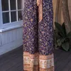 Vintage chic Elegant Women Bohemian Floral Imprimé large jambe bohème pantalon lesdies décontractée Rayon Boho Long Pantalon Oversize T200223