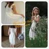 Söta barn vita spets klänningar för tjejer 6 8 10 12 år ärmlös sommar prinsessan kläder tonåring flicka fest födelsedag klänning q0716