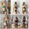 Sexy Bikini Frauen Hohe Taille Badeanzug Eine Schulter Bademode Bandeau Badeanzug Drucken Strand Tragen Solide Biquini Set Weibliche 210611