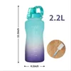 2L BPA Free Plastic Gallon Sports Leakproof Time Marker Straw Water Bottle For Outdoor Portable Drinkware Drink Bottle 211013