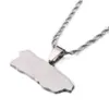 Stainless Steel Puerto Rico Map Pendant Necklaces Trendy Country Maps Women Charm Jewelry